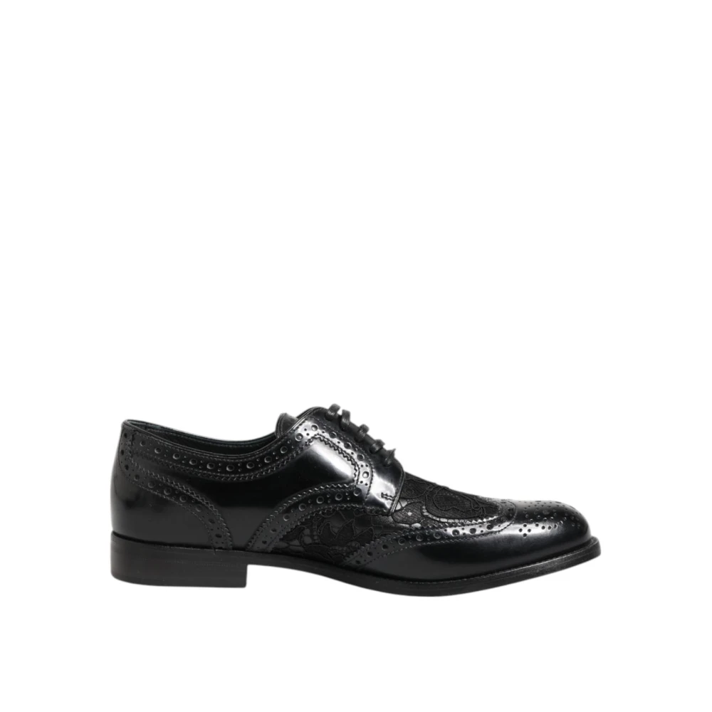 Dolce & Gabbana Women's Black Floral Lace Formal Derby Shoes