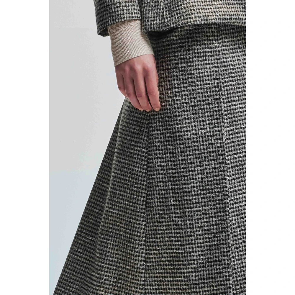 Kocca Flared Microcheck Geplooide Rok Gray Dames