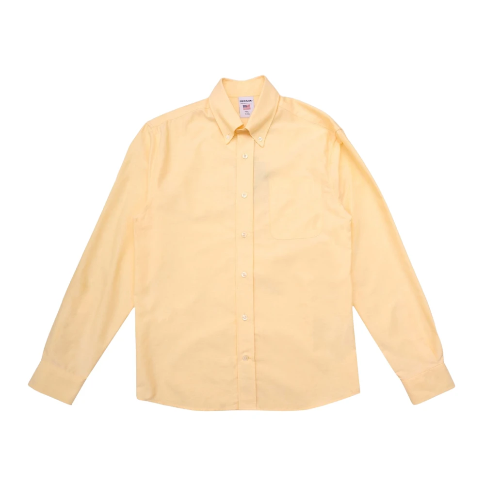 Sebago Men's Beige Casual Shirts,, Yellow Whaleback Button Down Shirt Small