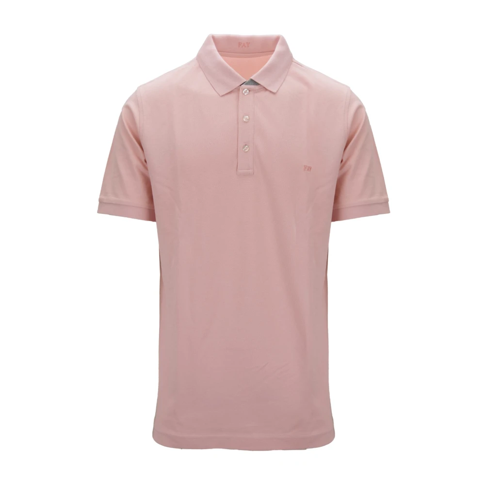 Fay Men's Pink Polo Shirts, 2XL, Buttoned Polo Shirt