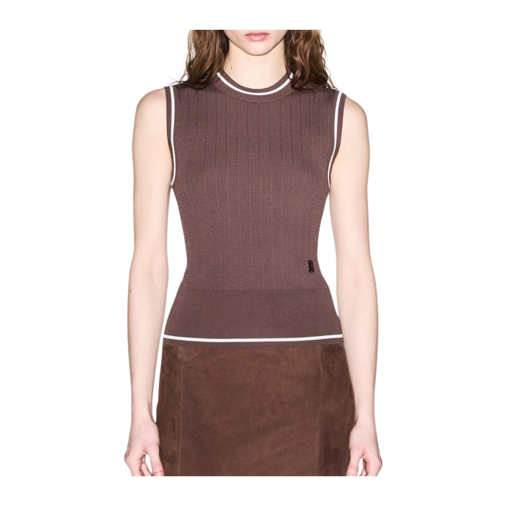 Armani Exchange Vrouw Bruin Gebreide Top Van Technische Stof