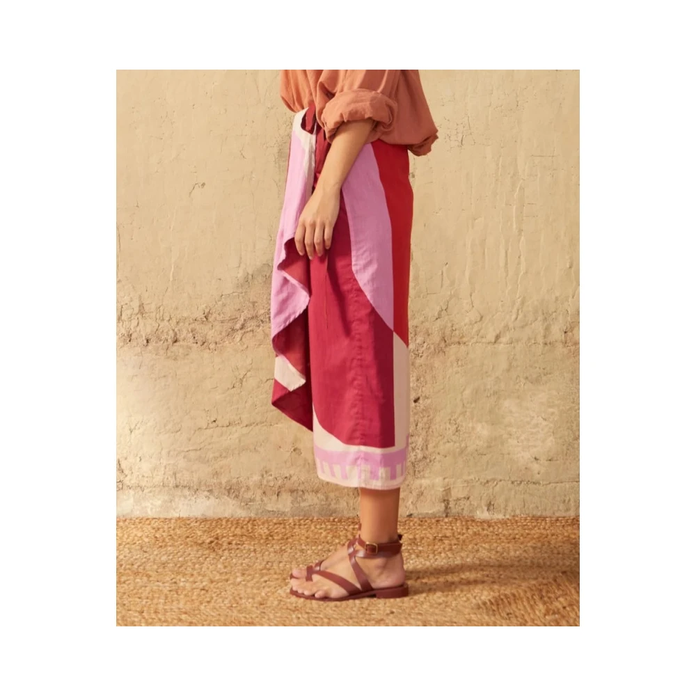 Mare Di Latte Grafische Roze Katoenen Omslagrok Multicolor Dames