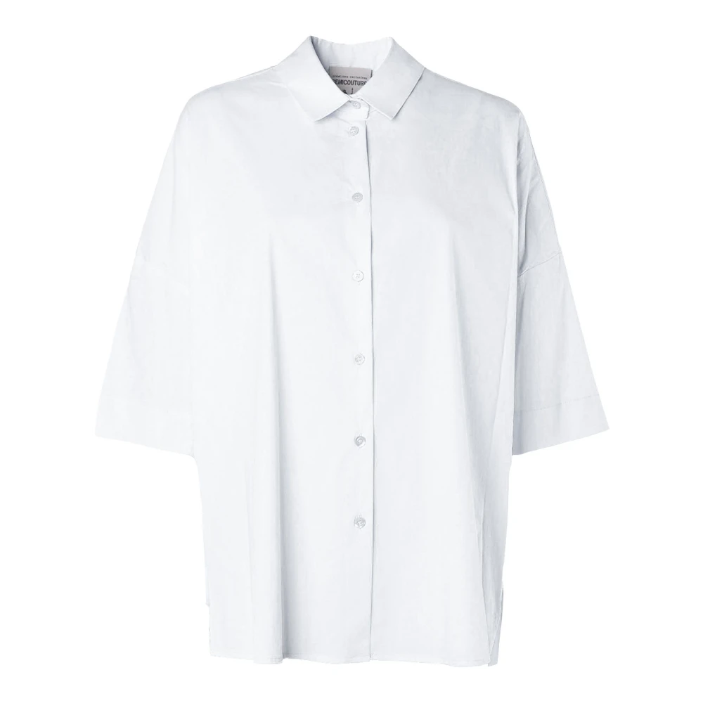 Semicouture Witte Poplin Overhemd Klassieke Kraag White Dames
