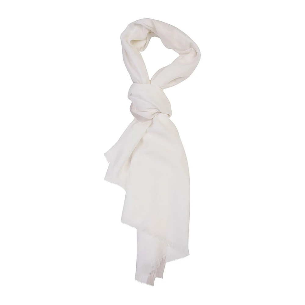 Eleventy Kasjmier Zijde Wol Sjaal Contrast White Dames