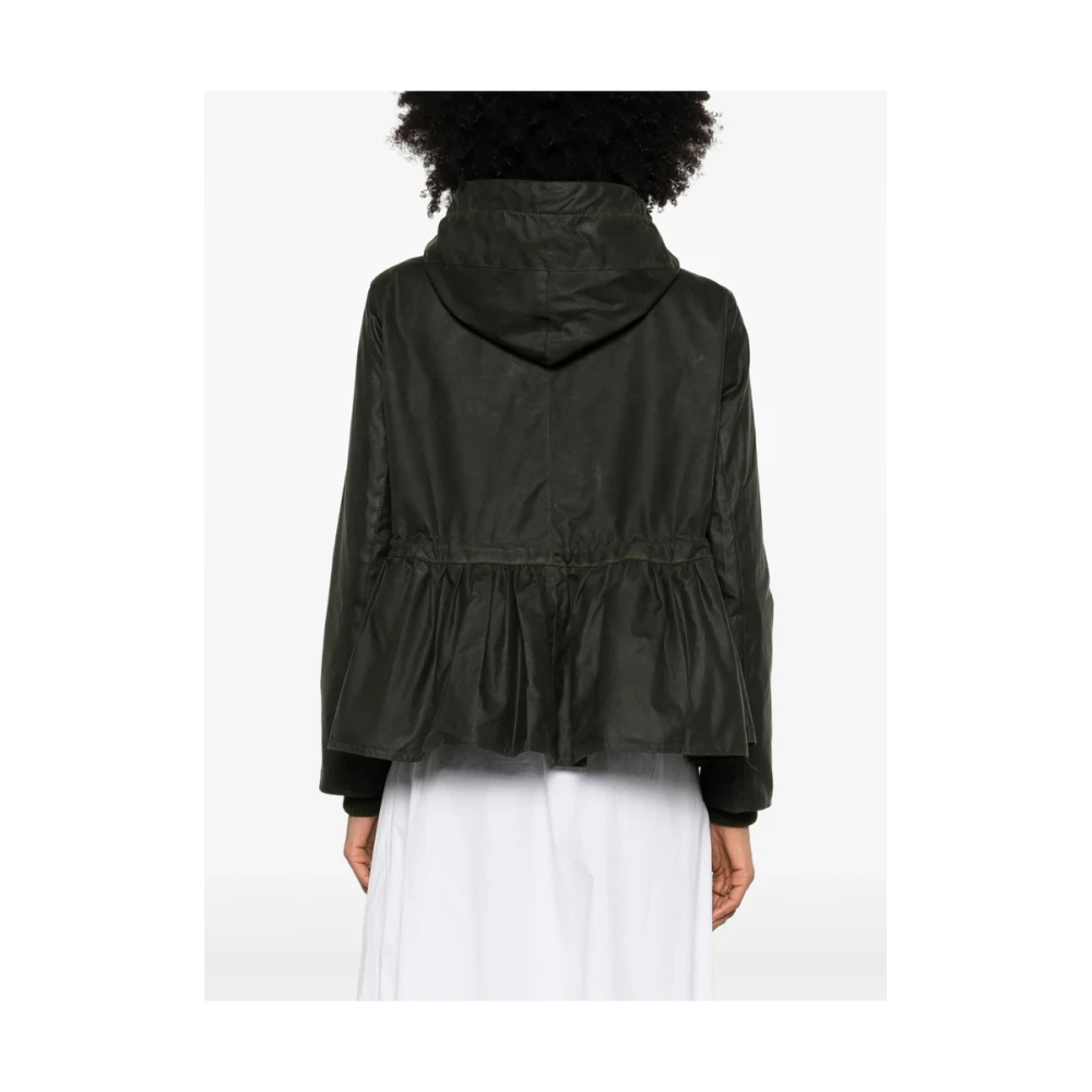 Barbour Groen bruine jas met capuchon en logopatch Green Dames
