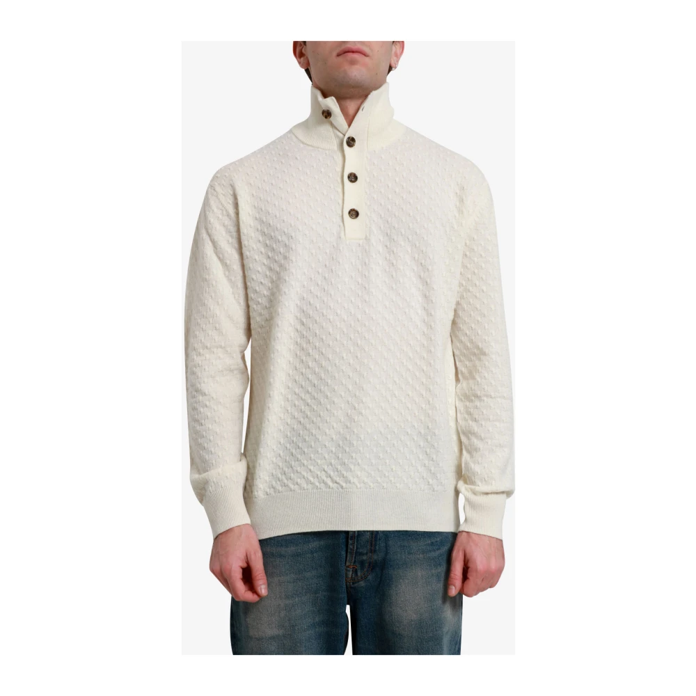 Paolo Pecora Merino Wol Hoge Hals Trui Beige Heren