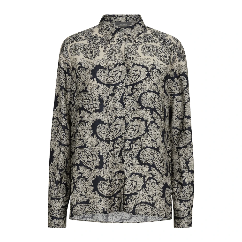 MOS MOSH Vintage Paisley Print Shirt Blouse Beige Dames