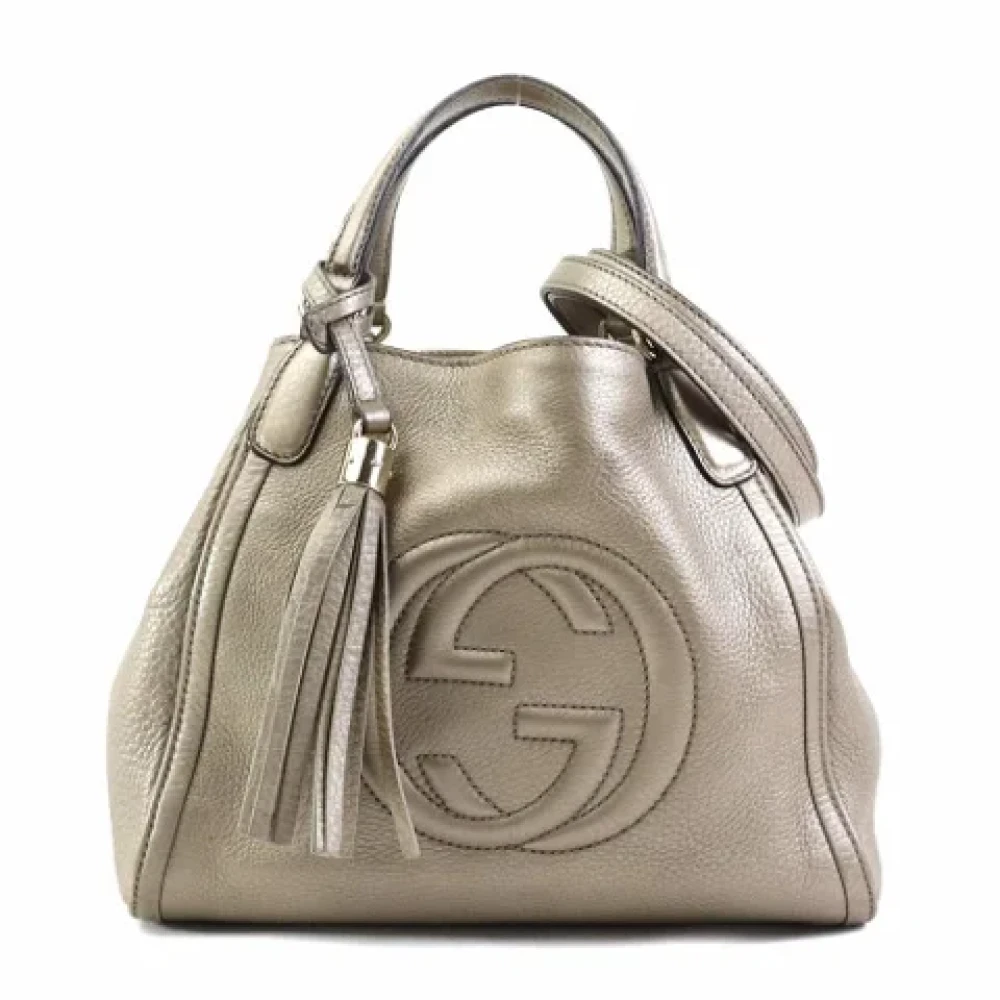 Gucci Vintage Pre-owned Leather gucci-bags Gray Dames