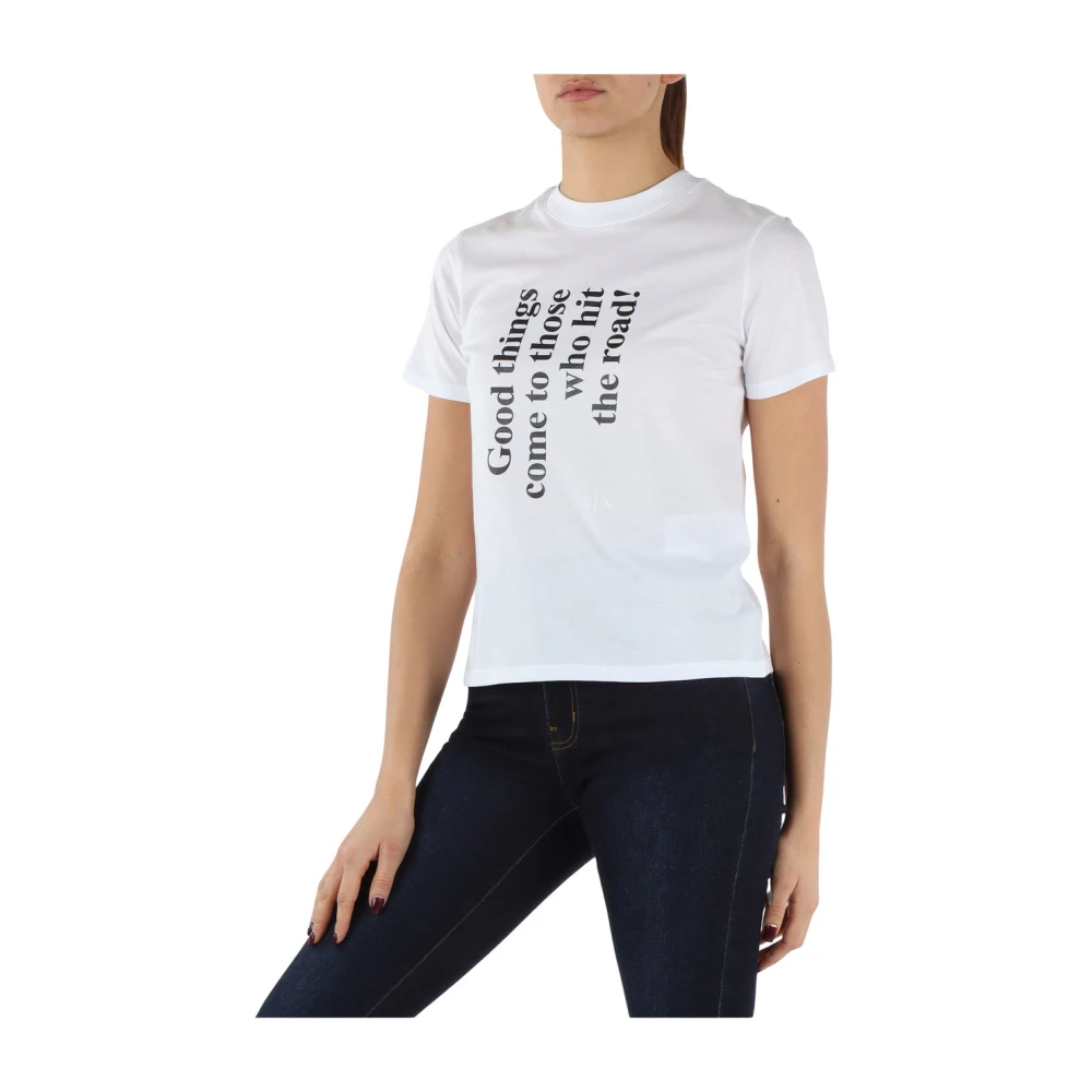 Armani Exchange Pima Katoenen T-shirt met Voorprint White Dames