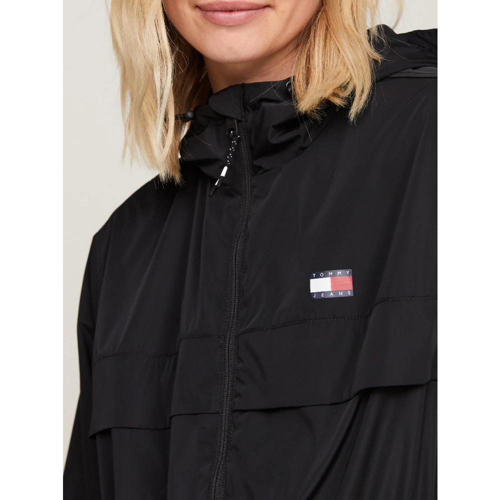 Tommy Jeans Zwarte technische trenchcoat met logo Black Dames