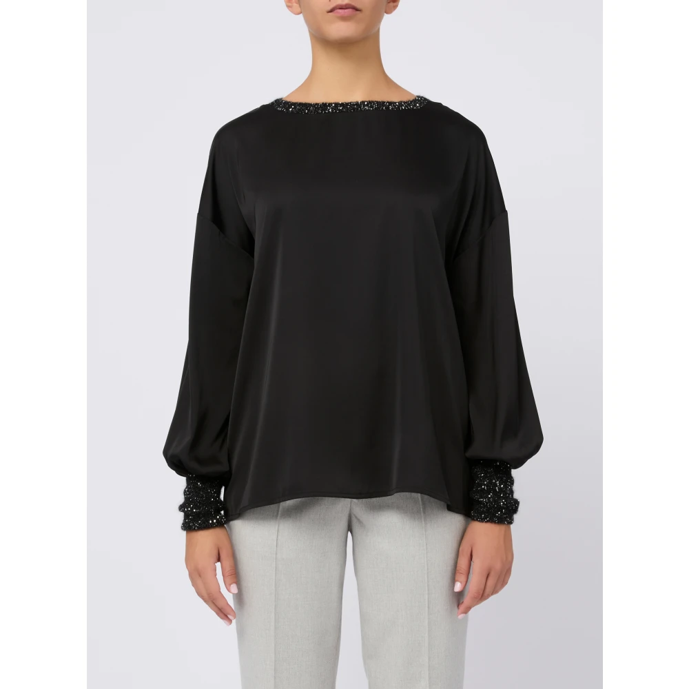 D.Exterior Zwarte Wijdvallende Lange Mouwen Blouse Black Dames