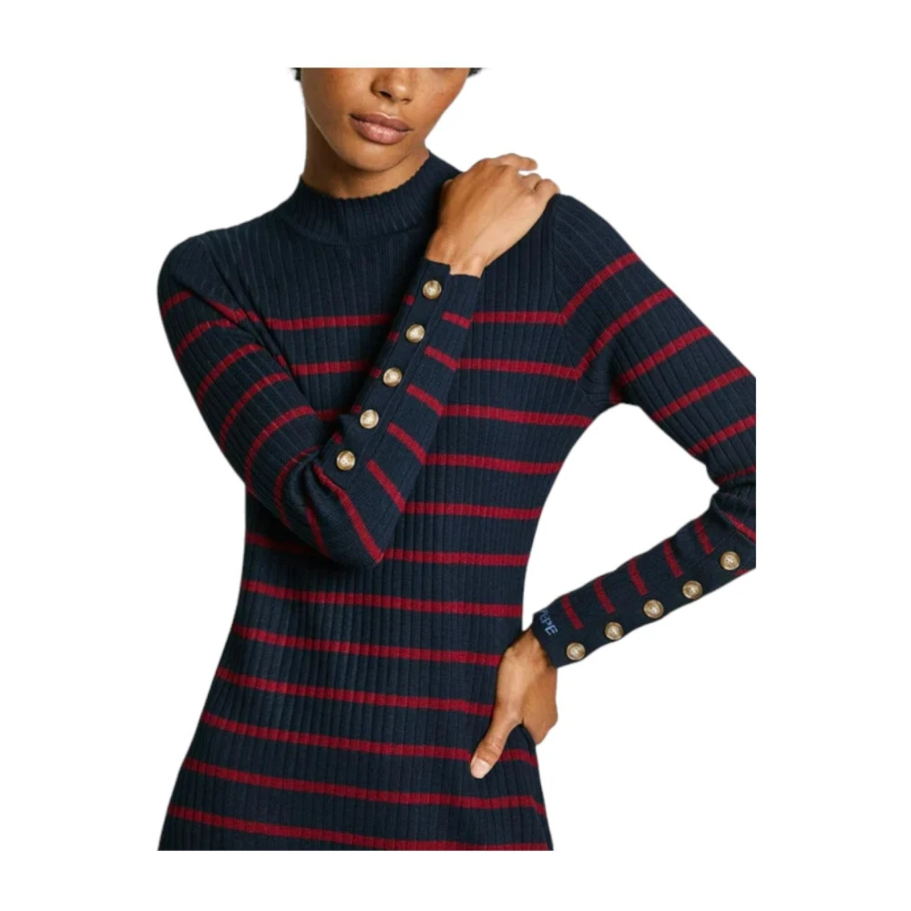 Pepe Jeans Gestreepte Midi Jurk met Knoopdetail Multicolor Dames