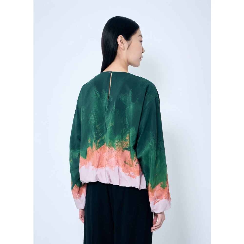 Dries Van Noten Zijdeblend Gedrukte Capo Blouse Multicolor Dames