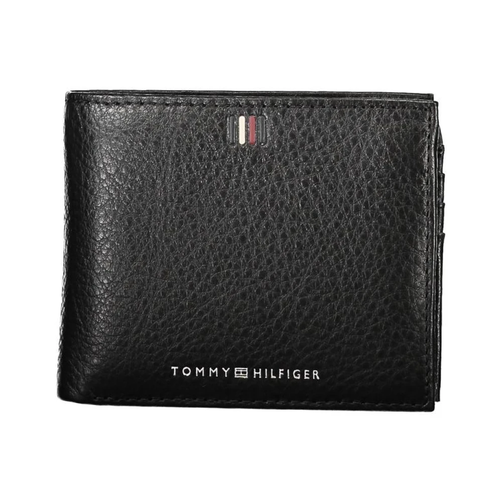 Tommy Hilfiger Elegante zwarte leren portemonnee met voldoende opbergruimte Black Heren