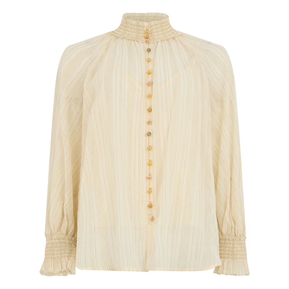 Zimmermann , Blouses, Female, Beige, M, Blouse Made Of Cotton And Silk