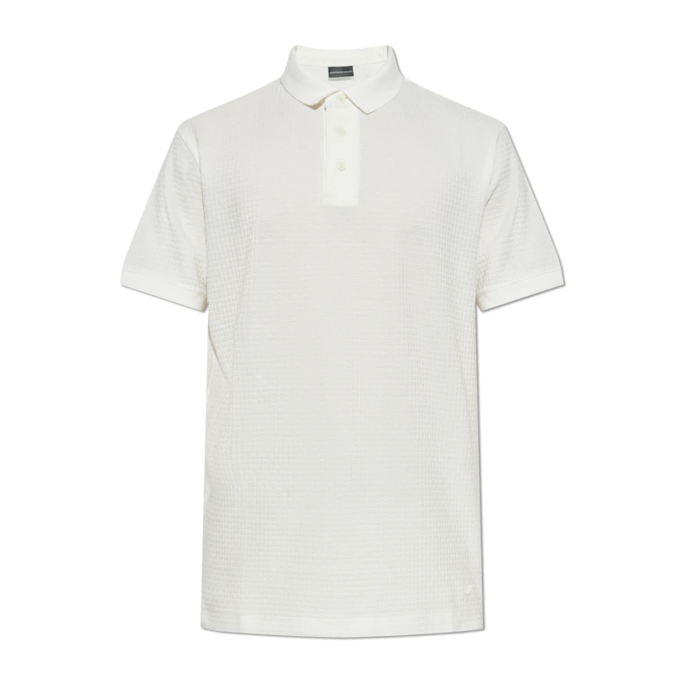 Emporio Armani Men's Beige Polo Shirts, 2XL, Patterned Polo