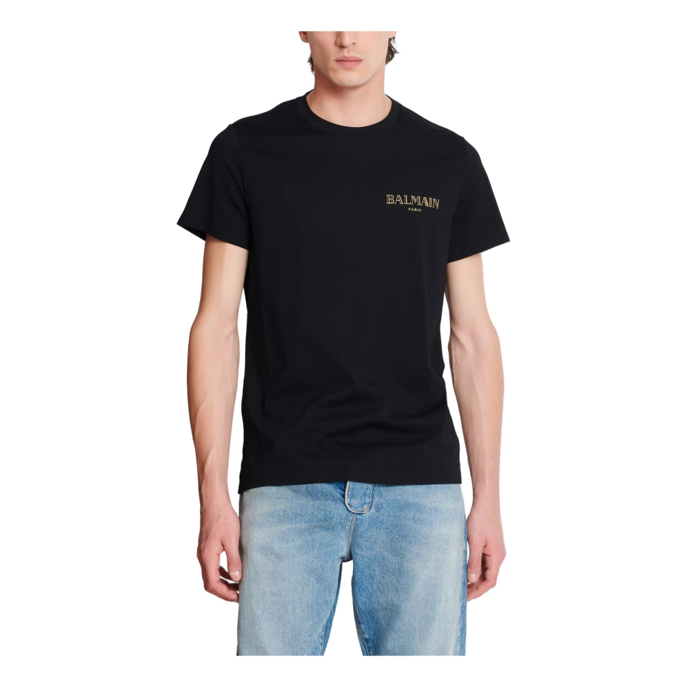 Balmain T-shirt met vintage gel logo Black Heren
