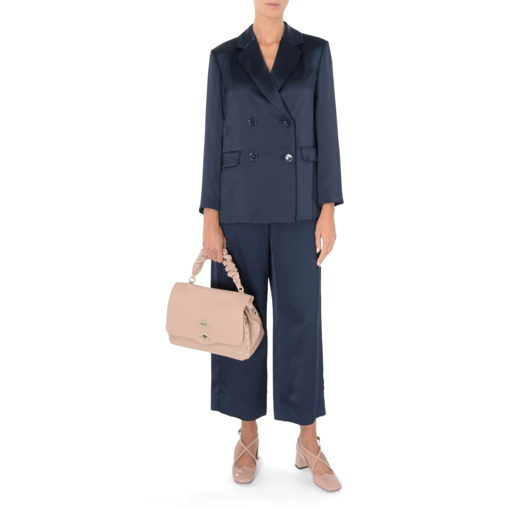 Max Mara Blauwe Monza Wijde Broek met Korte Pijpen Blue Dames