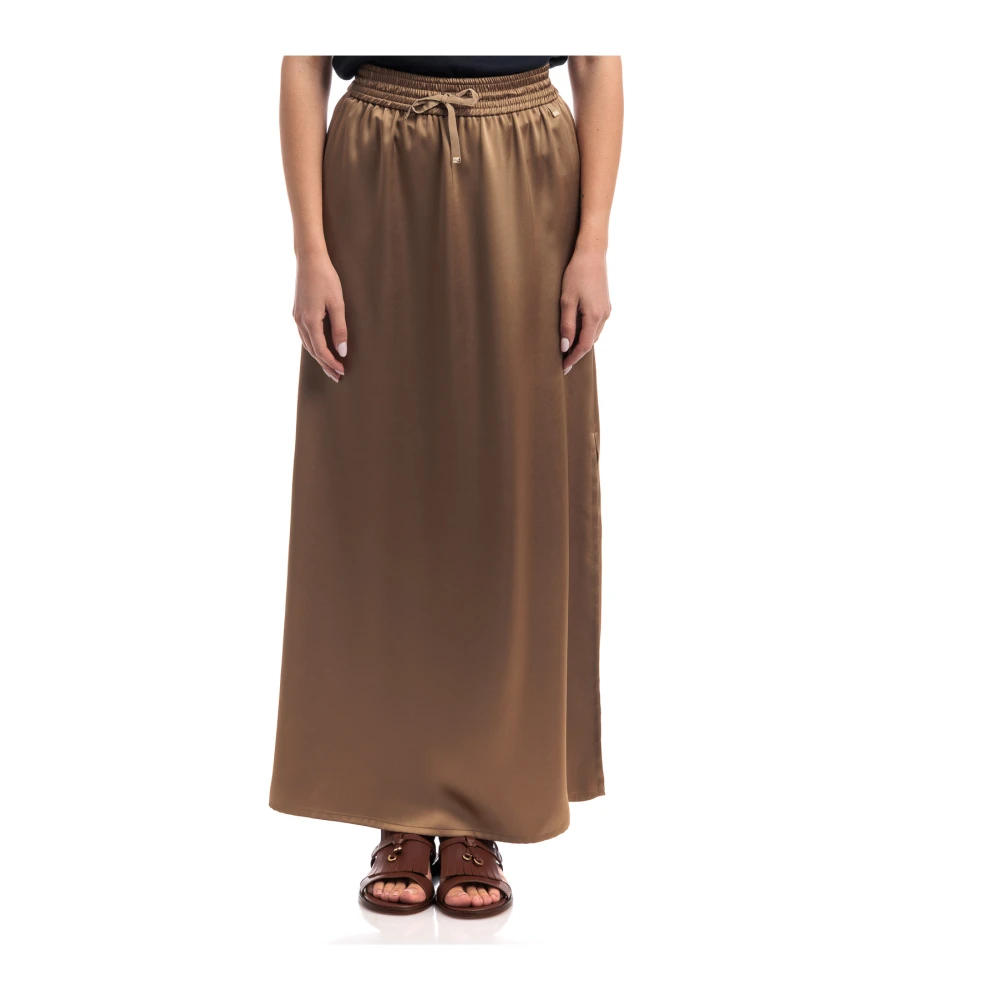 Herno Avslappnad Satin Kjol Brown, Dam