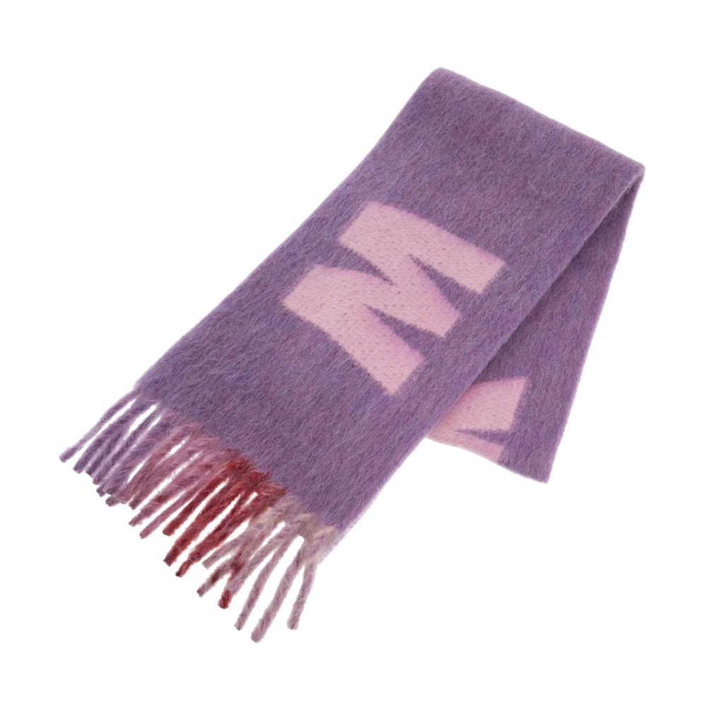 Marni Maxi Logo Wol Mohair Sjaal Purple Dames