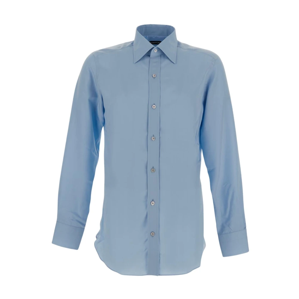 Tom Ford Klassiek Katoenen Overhemd Blue Heren