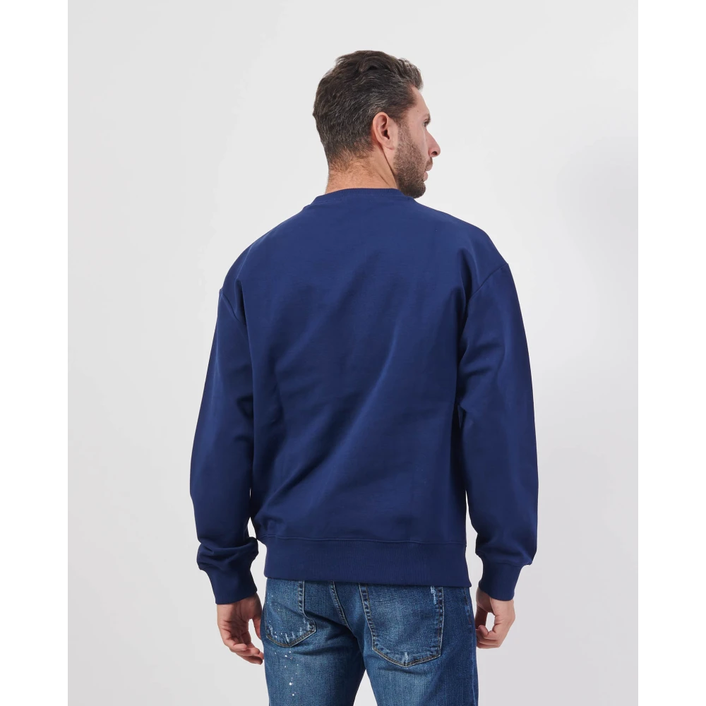 Hugo Boss Blauwe Regular Fit Katoenen Sweatshirt Blue Heren