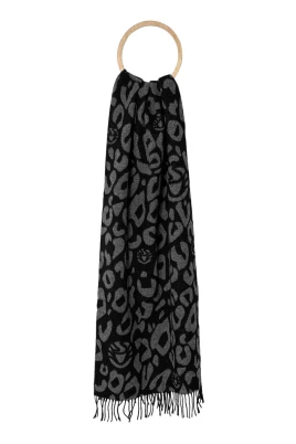Leopardmönstrad scarf med fransar