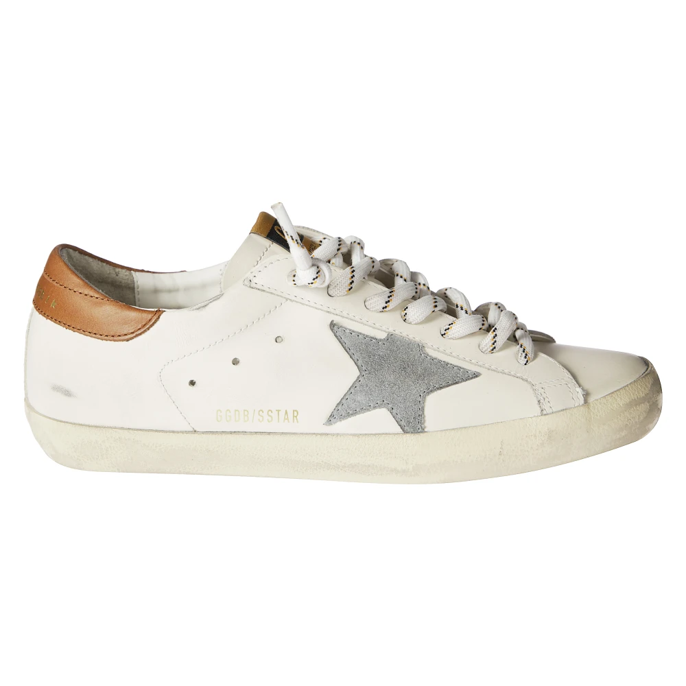 Golden Goose Men's White/Golden Leather Superstar Toe Sneakers