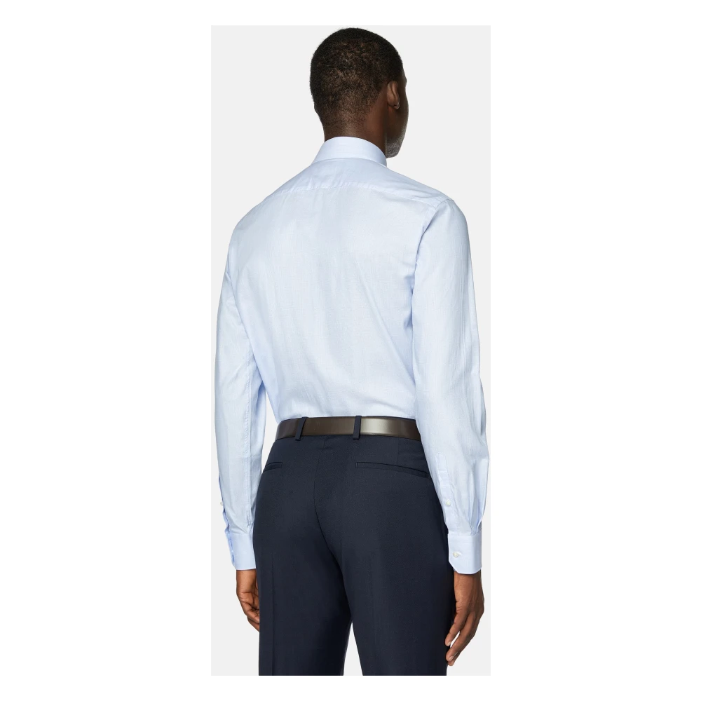 Boggi Milano Slim Fit Katoenen Dobby Overhemd Blue Heren