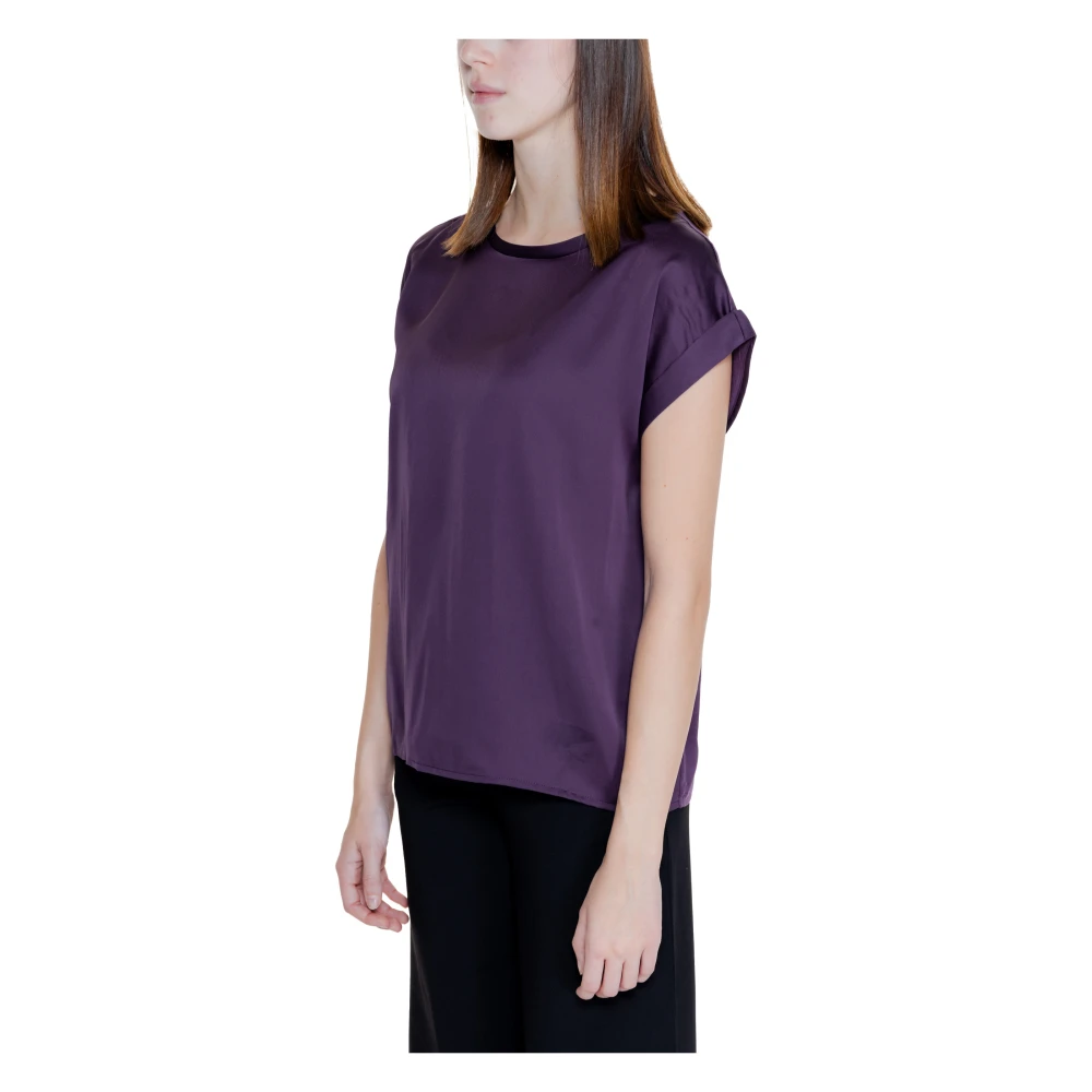 Vila Satin Top Dames T-Shirt Lente Zomer Purple Dames