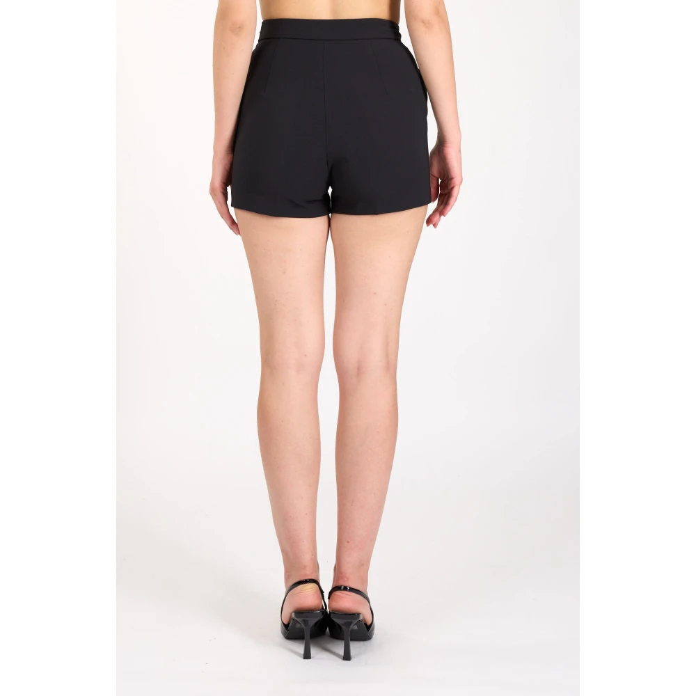 Elisabetta Franchi Stretch Crepe Shorts met Metalen Logo Black Dames