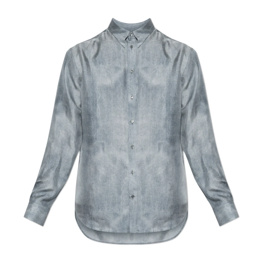 Giorgio Armani Camisa De Seda Shirts Hombre Azul L