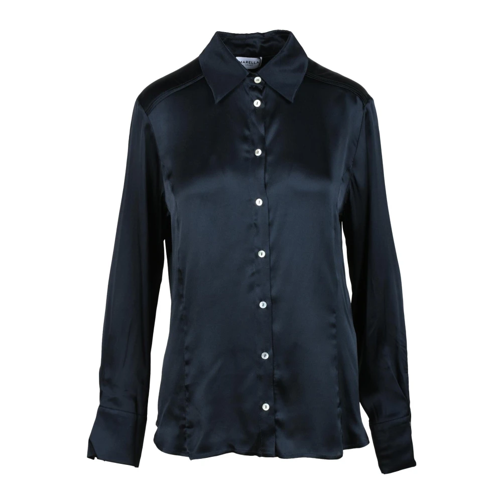 Marella Sportieve Zijdeblend Blouse Blue Dames