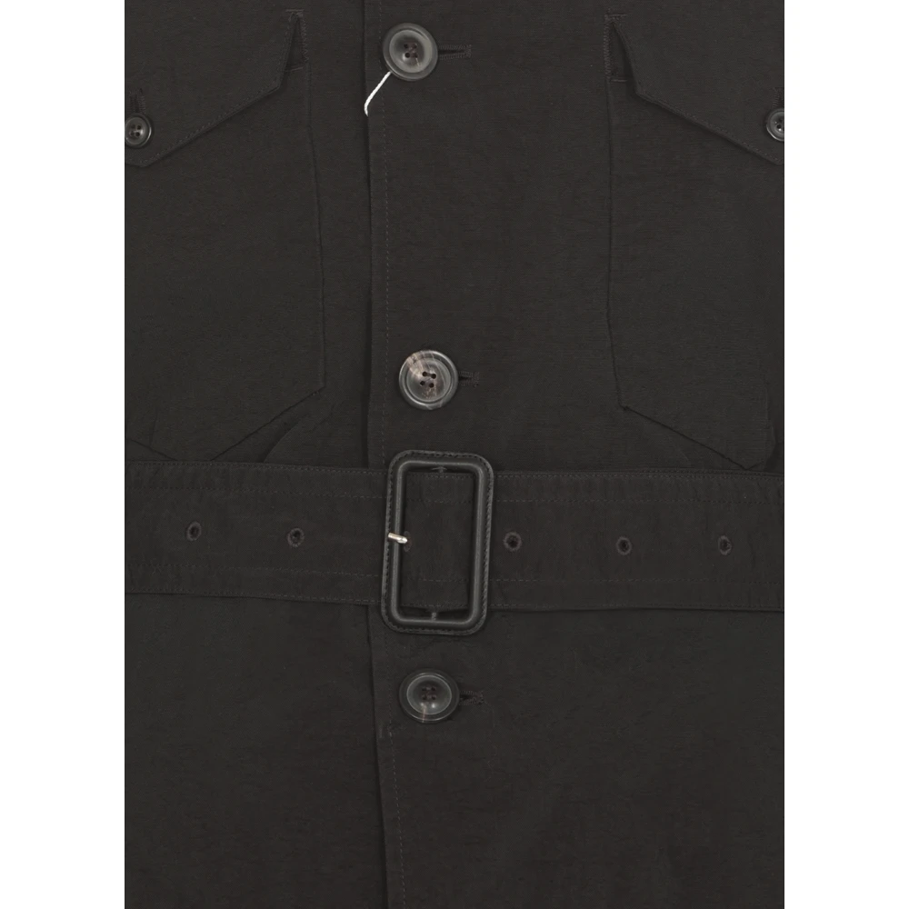 Maison Margiela Zwarte Jas Kraag Lange Mouwen Knopen Black Heren