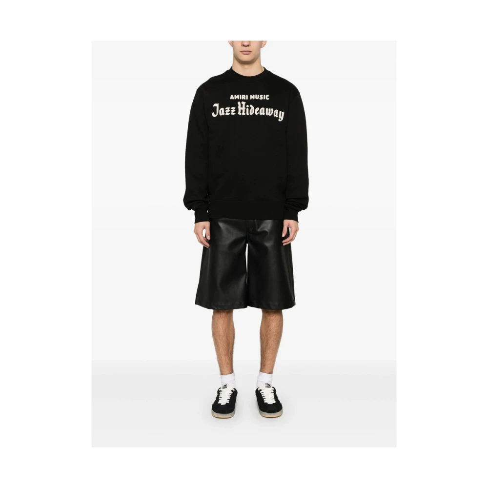 Amiri Zwarte Logo Geborduurde Crew Neck Sweater Black Heren