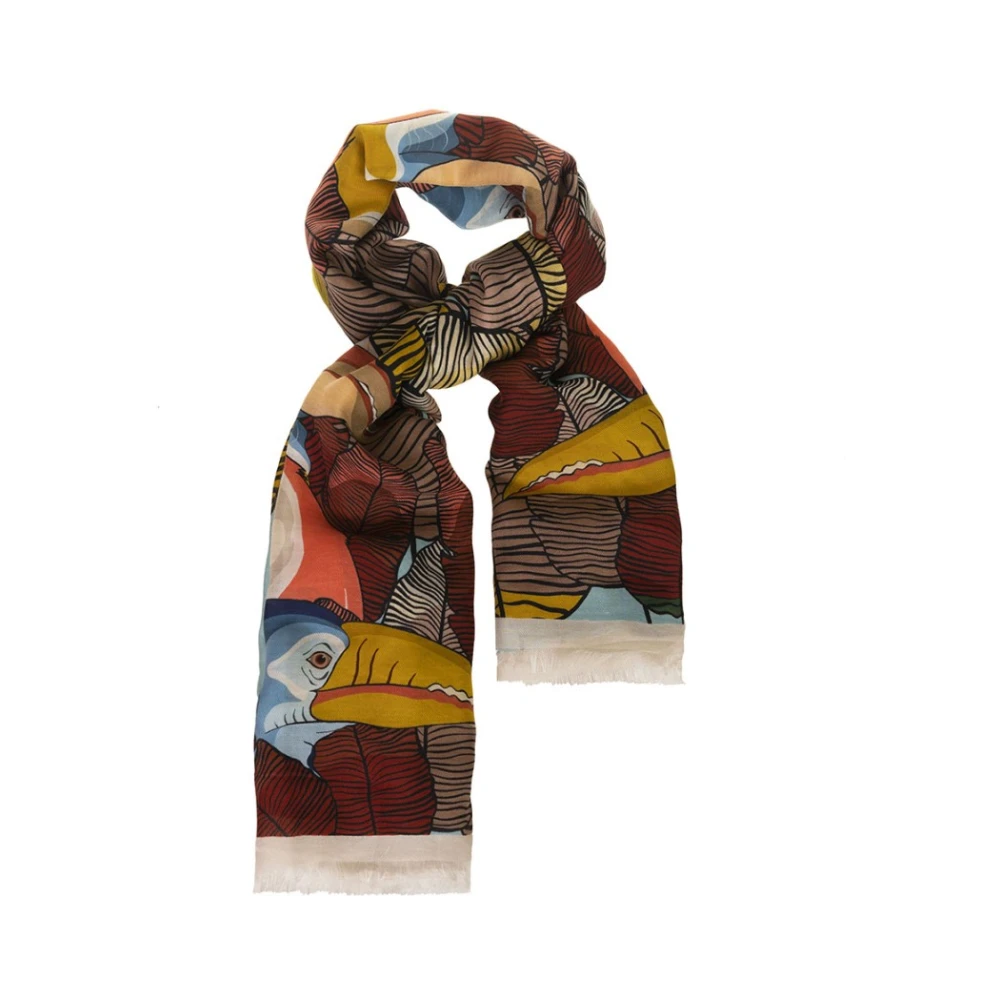 Franco Ferrari Zijden Toekan Sjaal Multicolor Dames