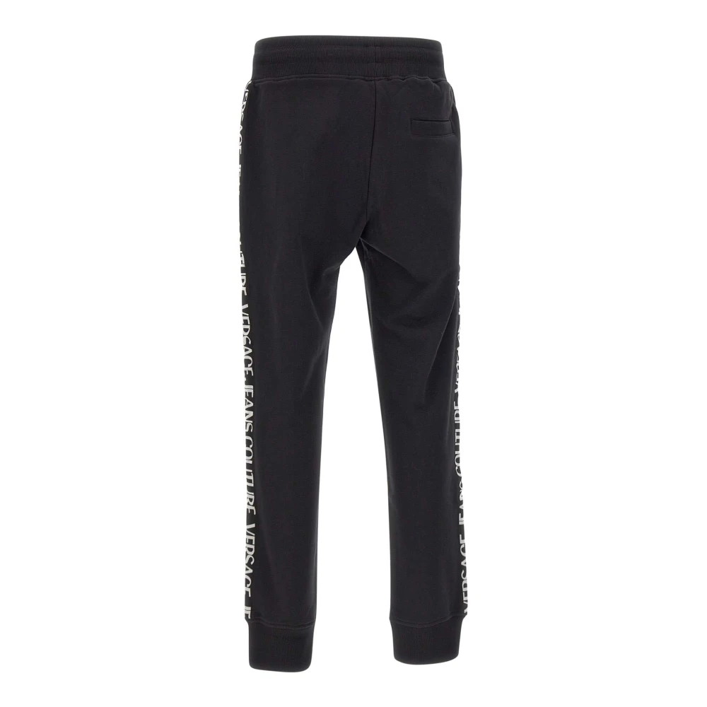 Versace Jeans Couture Zwarte Katoenen Jogger met Logoinzetstukken Black Heren