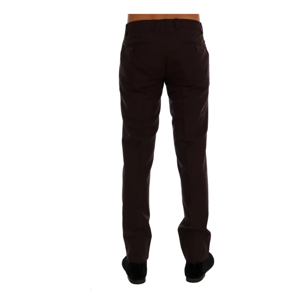 Dolce & Gabbana Paarse Wol Stretch Slim Fit Broek Black Heren