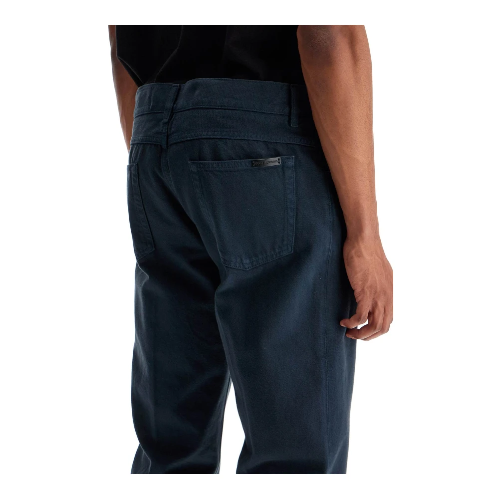 Dolce & Gabbana Donkerblauwe Regular Fit Jeans met Raffelzoom Blue Heren