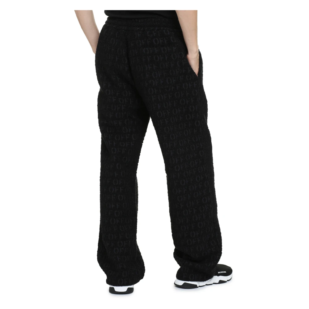 Off White Bouclé Gebreide Broek Black Heren