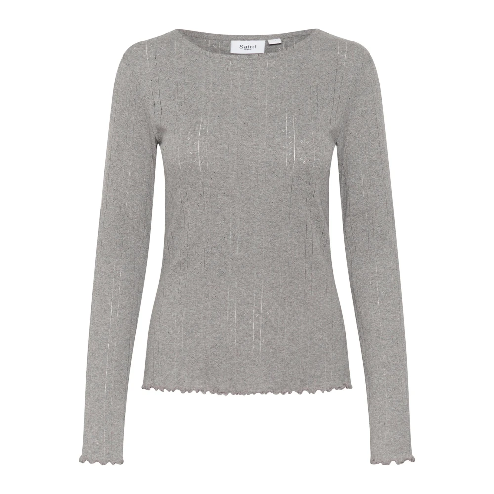 Saint Tropez Grijze Quill Melange Blouse Top Gray Dames