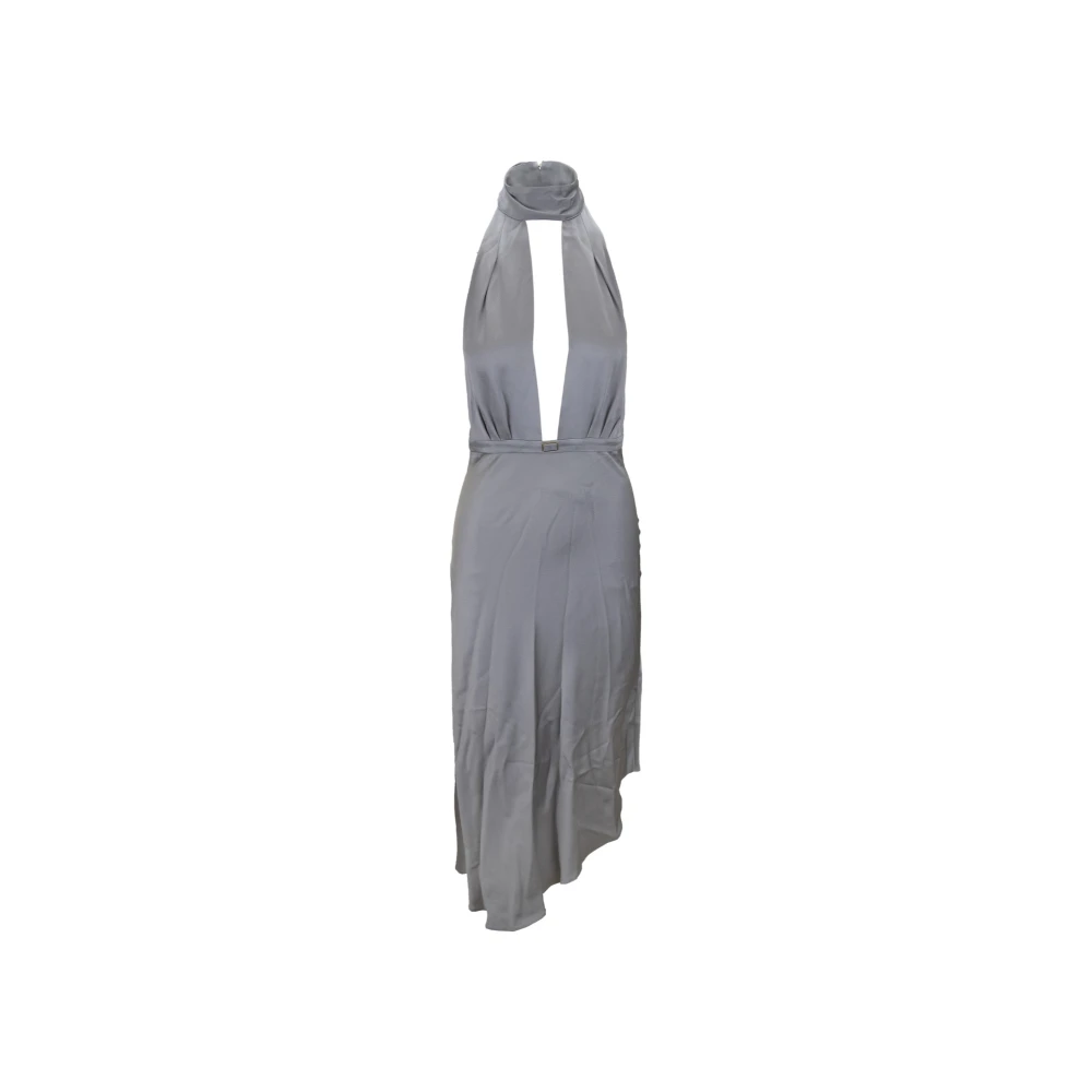 Elisabetta Franchi Gouden Hardware Asymmetrische Rits Jurk Gray Dames