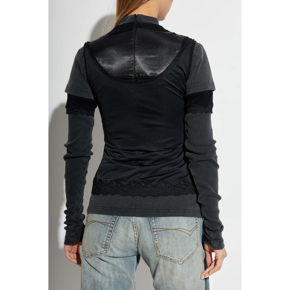 Balenciaga Top met opstaande kraag Black Dames