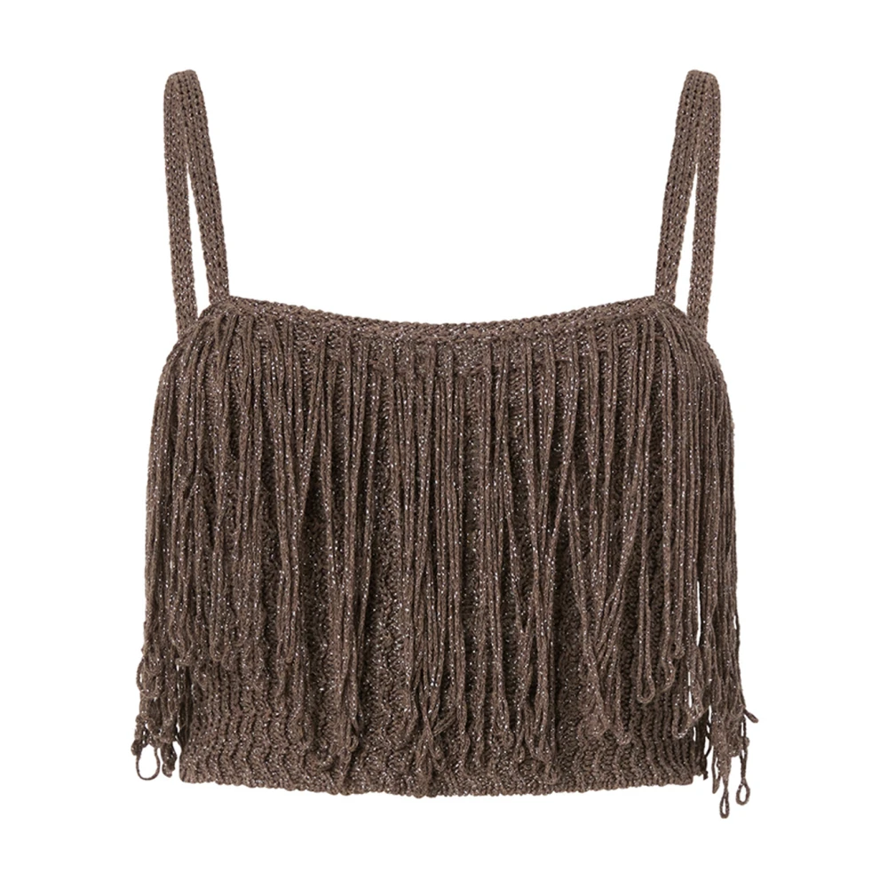 Pinko Women's Brown Sleeveless Tops, M, Sleeveless Tops