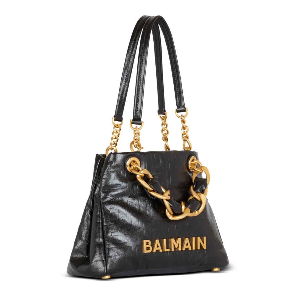 Balmain Kleine 1945 Zachte tote tas in gebarsten kalfsleer Black Dames