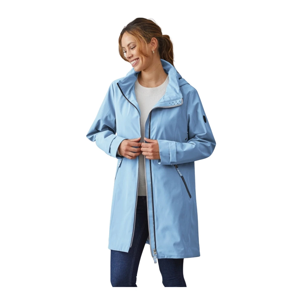 Junge Comfort Fit Lange Jas Aqua Blue Dames