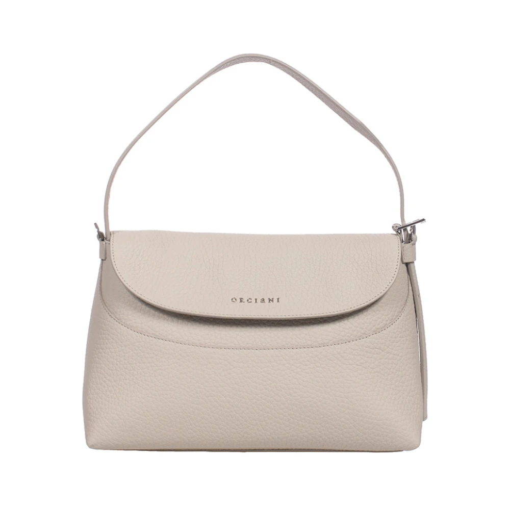 Orciani Zachte leren schoudertas met verstelbare band Beige Dames