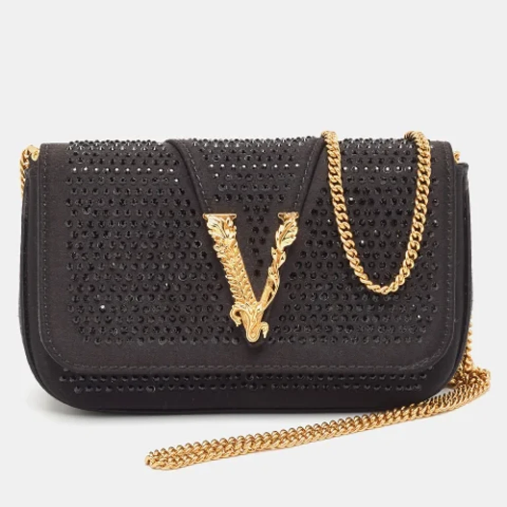 Versace Pre-owned Satin crossbody-bags Black Dames
