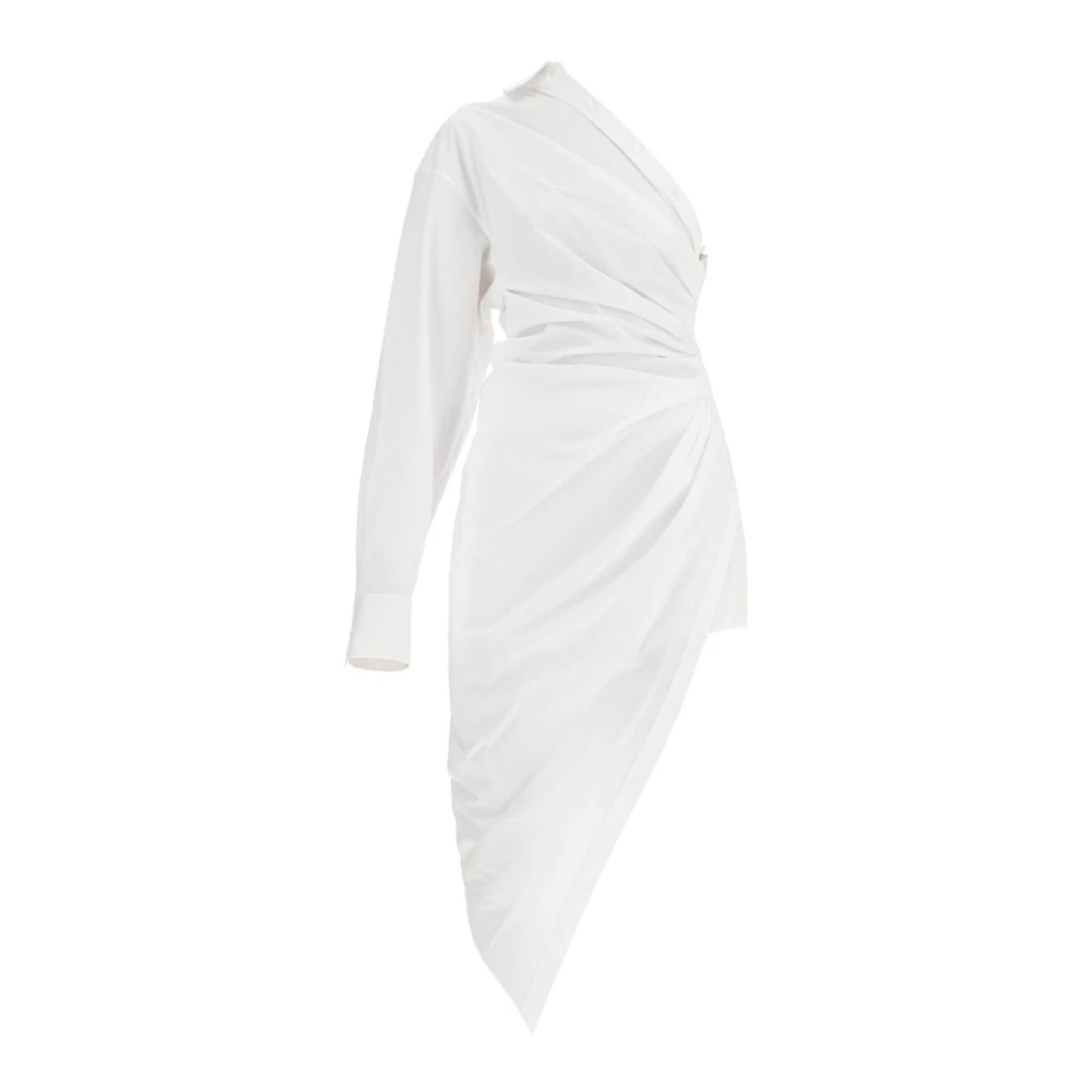 Alexander Wang Women's White Party Dresses, 3XL, Asymmetric Poplin Midi Dress