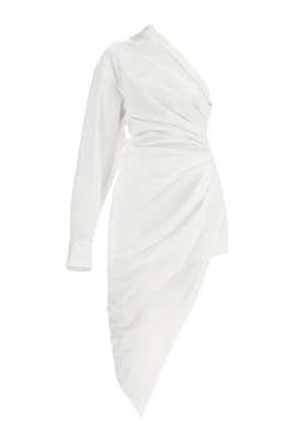 Asymmetrisk Poplin Midi Klänning